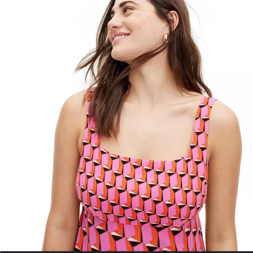 Diane Von Furstenberg Pink and Orange Geometric Mini Dress